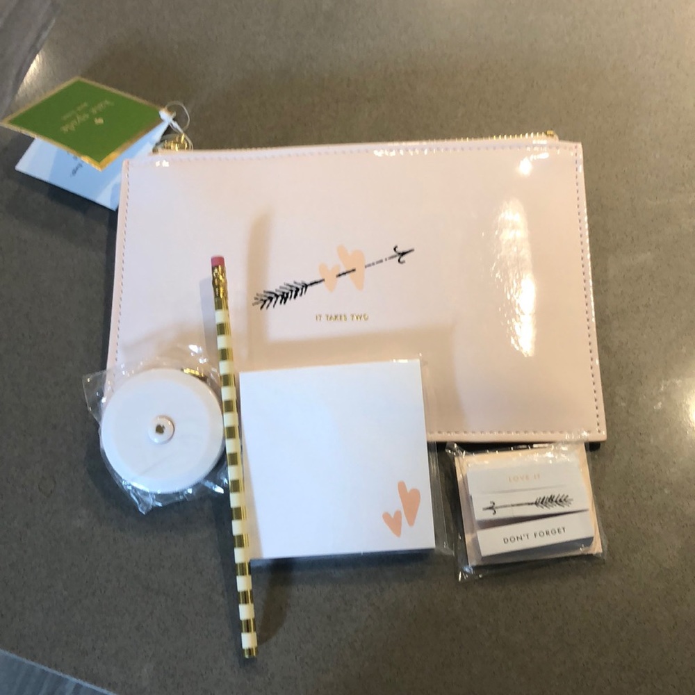 NWT Kate Spade 2 Hearts bridal pencil pouch